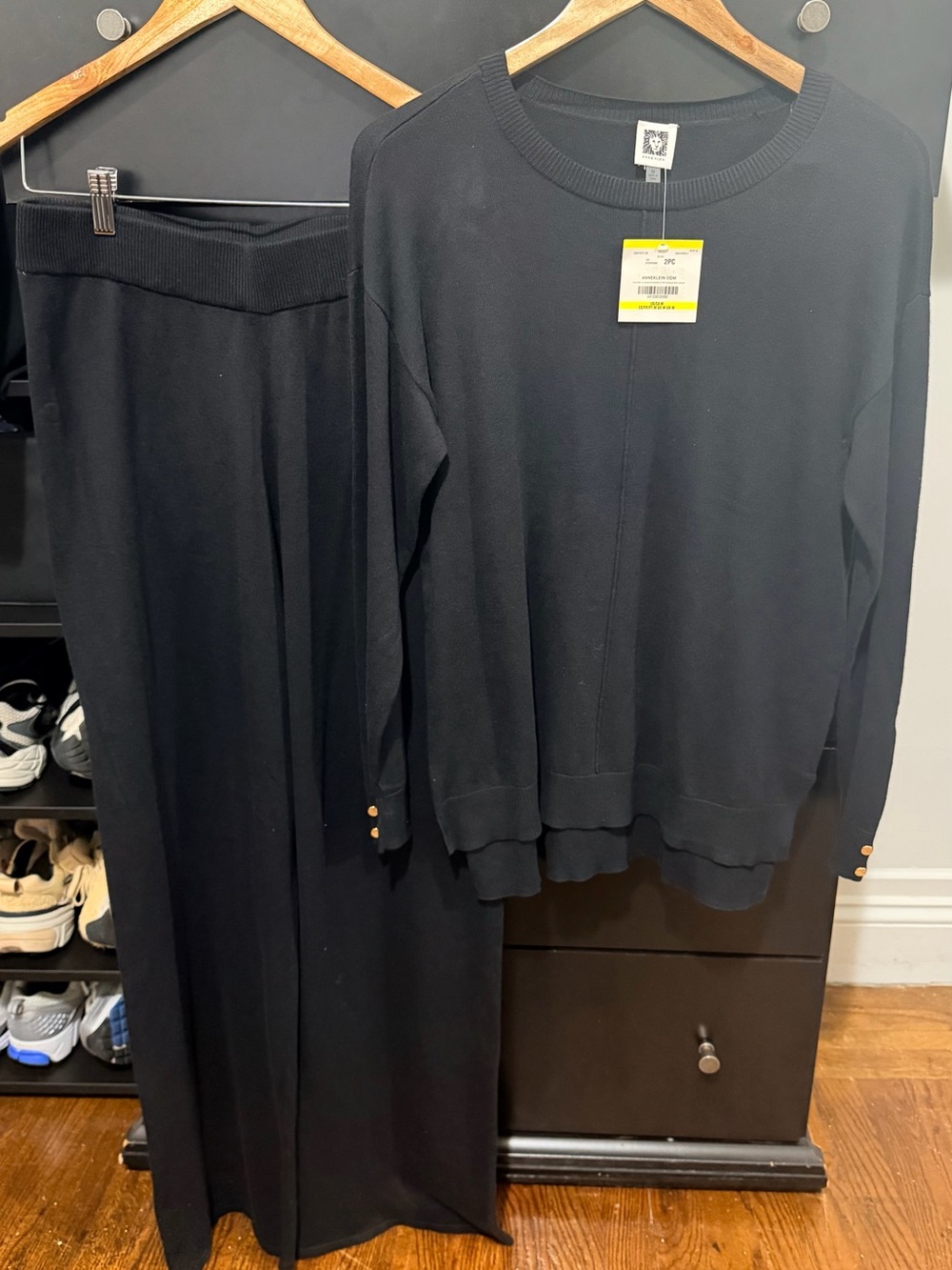 Anne Klein Black Knit Sweater & Skirt Set